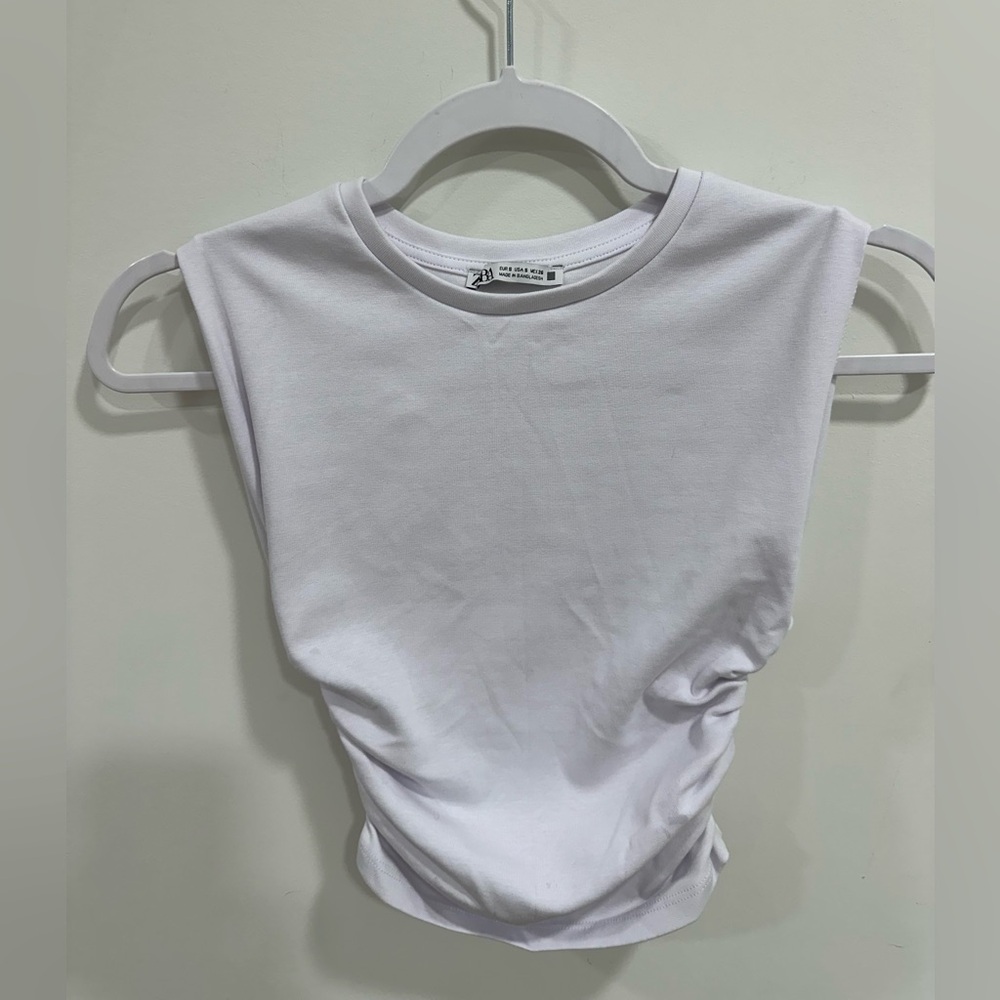 Zara White Tank with Rutched sides